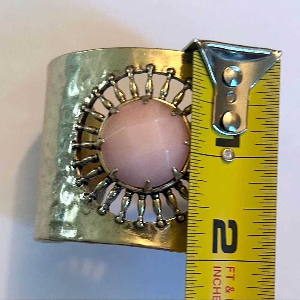 Lucky Brand Gold-Tone Cuff with Pink Center Stone - Semi Precious Stone